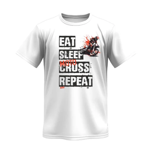 Koszulka EAT-SLEEP-CROSS Biała