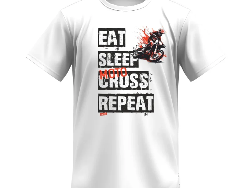 Koszulka EAT-SLEEP-CROSS Biała