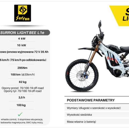 SURRON LIGHT BEE 10 kW L1e – ELEKTRYCZNY CROSS Z homologacją 2026